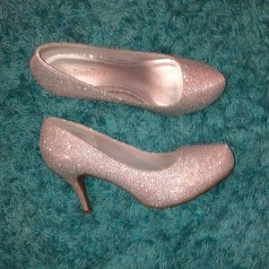 Sparkly silver heels